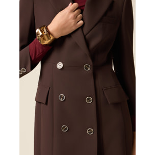 Oltre - Robe manteu in tessuto crêpe - Marrone