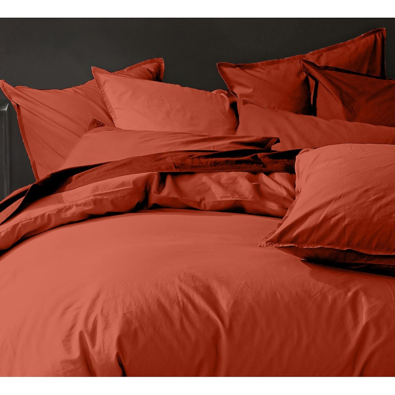 Housse De Couette 100% percale Coton lavé 80fils Paprika