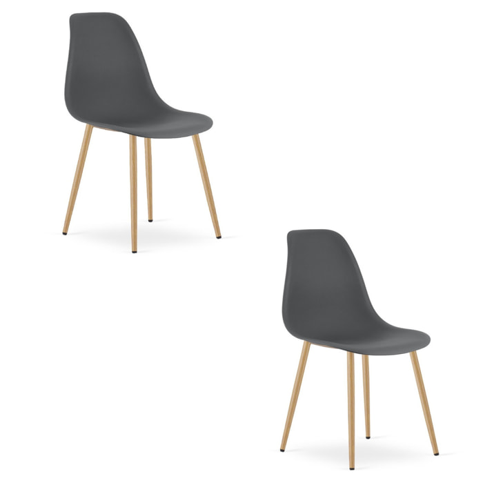 Set di 2 sedie WAT scandinave grigio scuro e legno