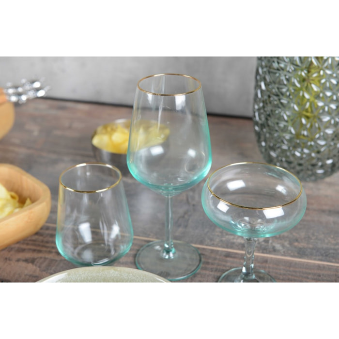 Lot de 4 coupes a glace/champagne sur pied vert et jaune