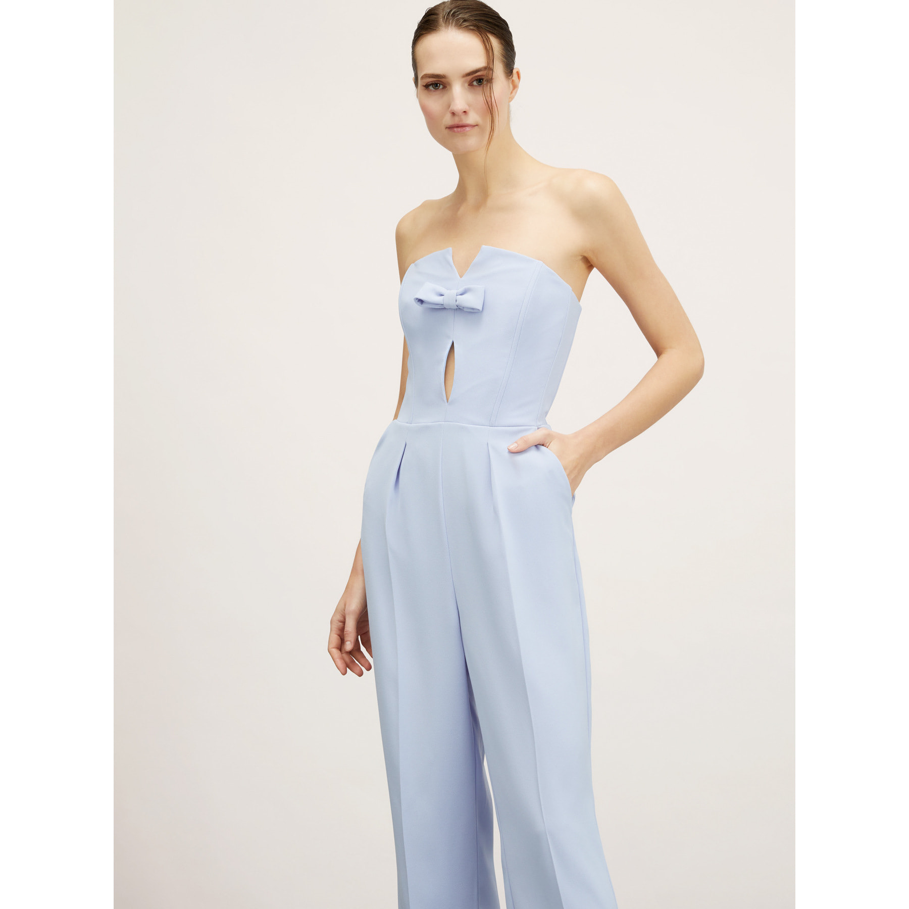 Motivi - Tuta lunga bustier con fiocco - Azzurro