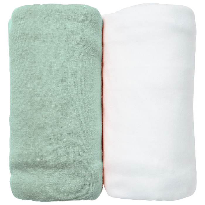 Lot de 2 Draps Housse 60x120 cm jersey Coton bio-Aqua