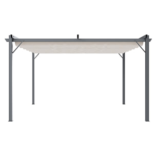 Gazebo Pergola 3x4 M Pergolato Telo Impermeabile Retrattile Struttura In Acciaio Giardino Terrazzo Piscina Esterno Fiere Campeggio Design Beige