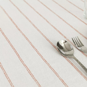 Nappe pur coton lavé motif jacquard blanc orange Rimini terracotta