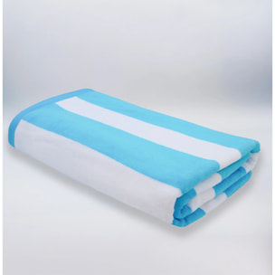 Serviette de plage éponge velours Jacquard - Bahia Bleu Turquoise - 100x175cm - 470g/m²