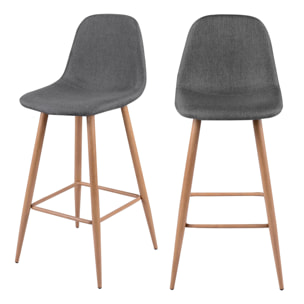 Lot de 2 chaises de bar 72.5 cm en tissu gris - Fredrik