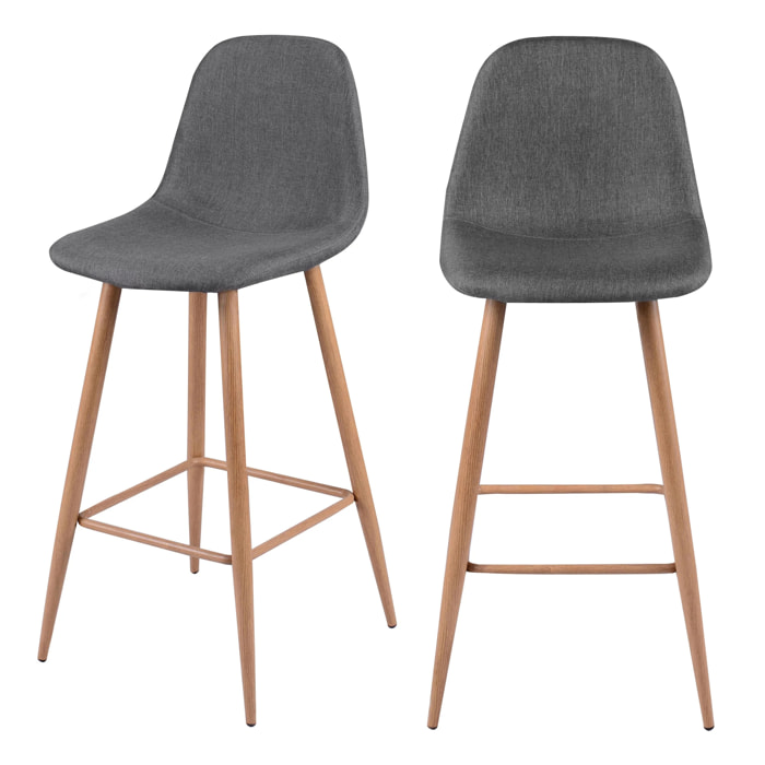 Lot de 2 chaises de bar 72.5 cm en tissu gris - Fredrik