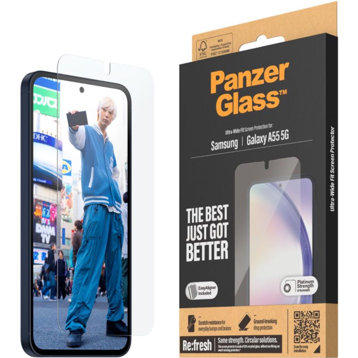 Protège écran PANZERGLASS Samsung A55 Ultra-Wide-Fit