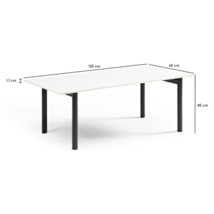 Table basse en céramique 120x60cm blanc pure - 7 piètements - UNIK