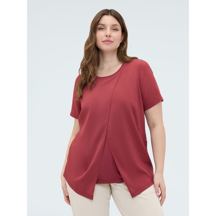 Fiorella Rubino - T-shirt bimaterica con dettaglio portafoglio - Rosso