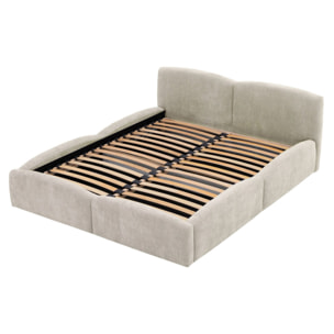 Carla - lit coffre - 140x200 cm - velours texturé - sommier inclus - Beige