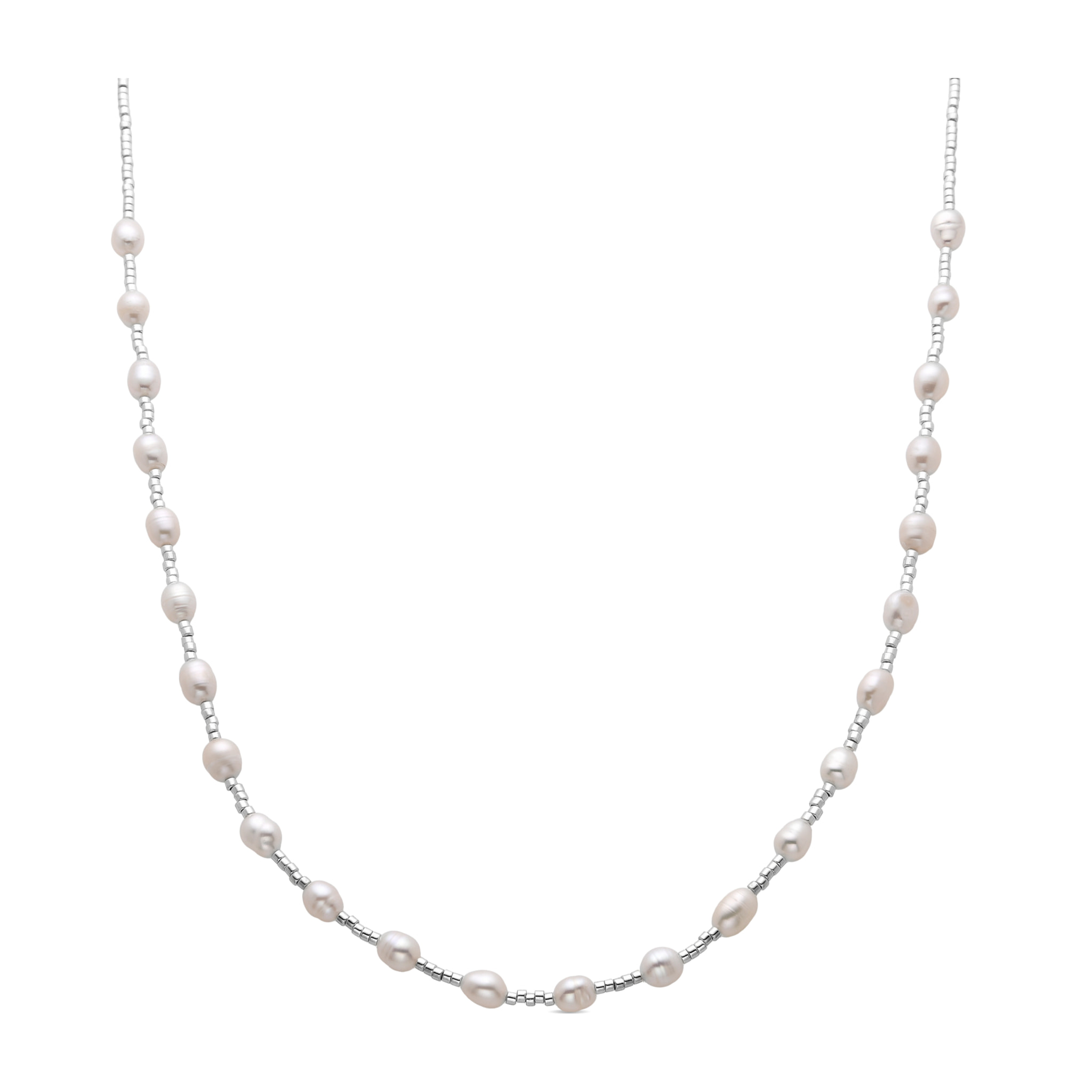Collar de Perla Blanca acabado en rodio