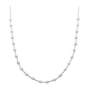 Collar de Perla Blanca acabado en rodio