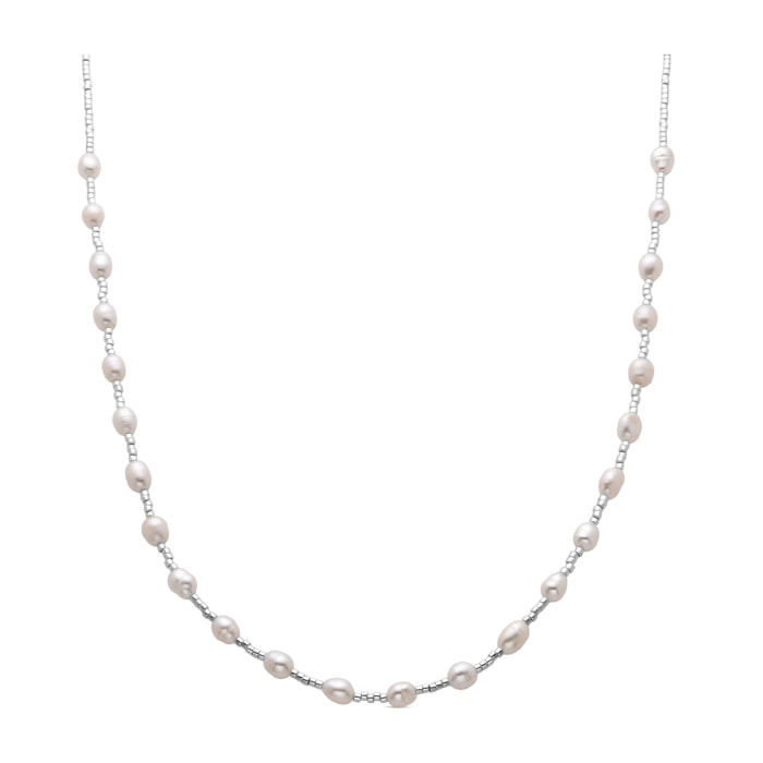 Collar de Perla Blanca acabado en rodio