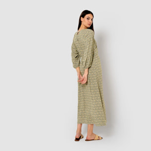 Vestido midi viscosa purnama verde cacería