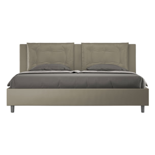 Letto matrimoniale king size con rete imbottito 180x210 similpelle cappuccino Annalisa