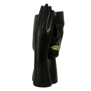 Portavaso in resina viso nero cm15x12h29