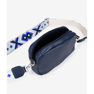 Bolso pequeño azul con asa bordada