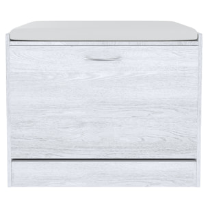 Panca Scarpiera Da Ingresso Salvaspazio Cuscino Anta Ribalta Seduta Imbottita In Ecopelle Soggiorno Casa Camera 60 x 30 x 48 Cm Bianco Frassinato