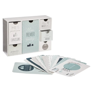 Coffret de naissance souvenirs 6 tiroirs PPR et 12 cartes