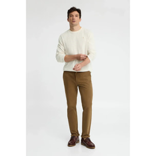 Maglietta a righe ecrù e beige a maniche lunghe con ricamo Rigby Go