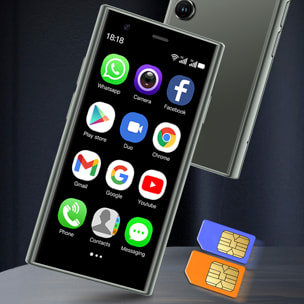 DAM Mini smartphone S23 pro 3G, Android 8.1, 2GB RAM + 16GB. Pantalla 3''.Doble tarjeta SIM. 4,5x1,2x10,2 Cm. Color: Verde Oscuro