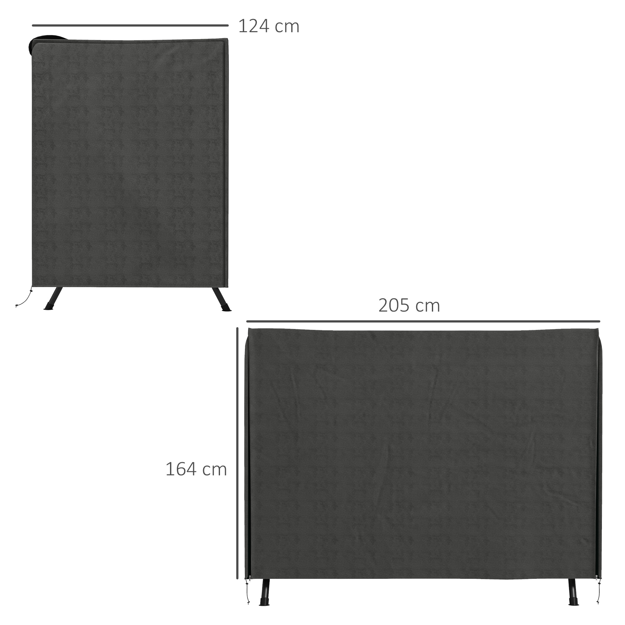 Funda Balancín Jardín Funda Columpio Jardín Exterior Cubierta de Columpio de Tela Oxford 600D con 2 Cremalleras Impermeable 205x124x164 cm Gris Oscuro