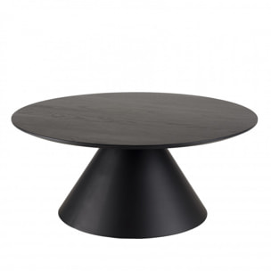 DALY - Table basse ronde noire 78x78cm pied conique métal