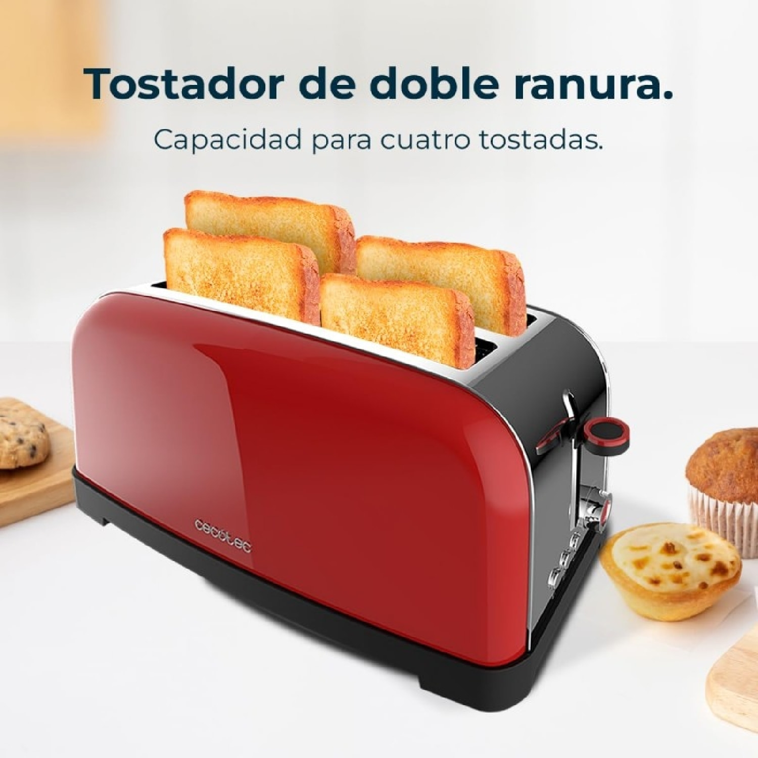 Cecotec Grille-pain vertical Toastin' time 1500 Red Lite