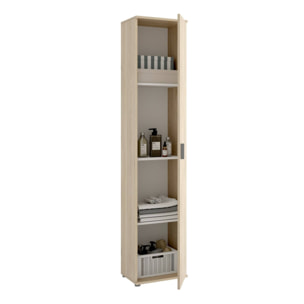 Colonna bagno Lagalb, Mobile pensile bagno, Armadio alto multiuso a 1 anta, 39x35h190 cm, Rovere