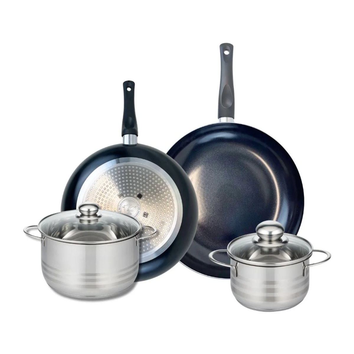 Ensemble de 2 Poêles de cuisson 28 et 32 cm et 2 faitouts 16 et 20 cm Elo Prima Brillant