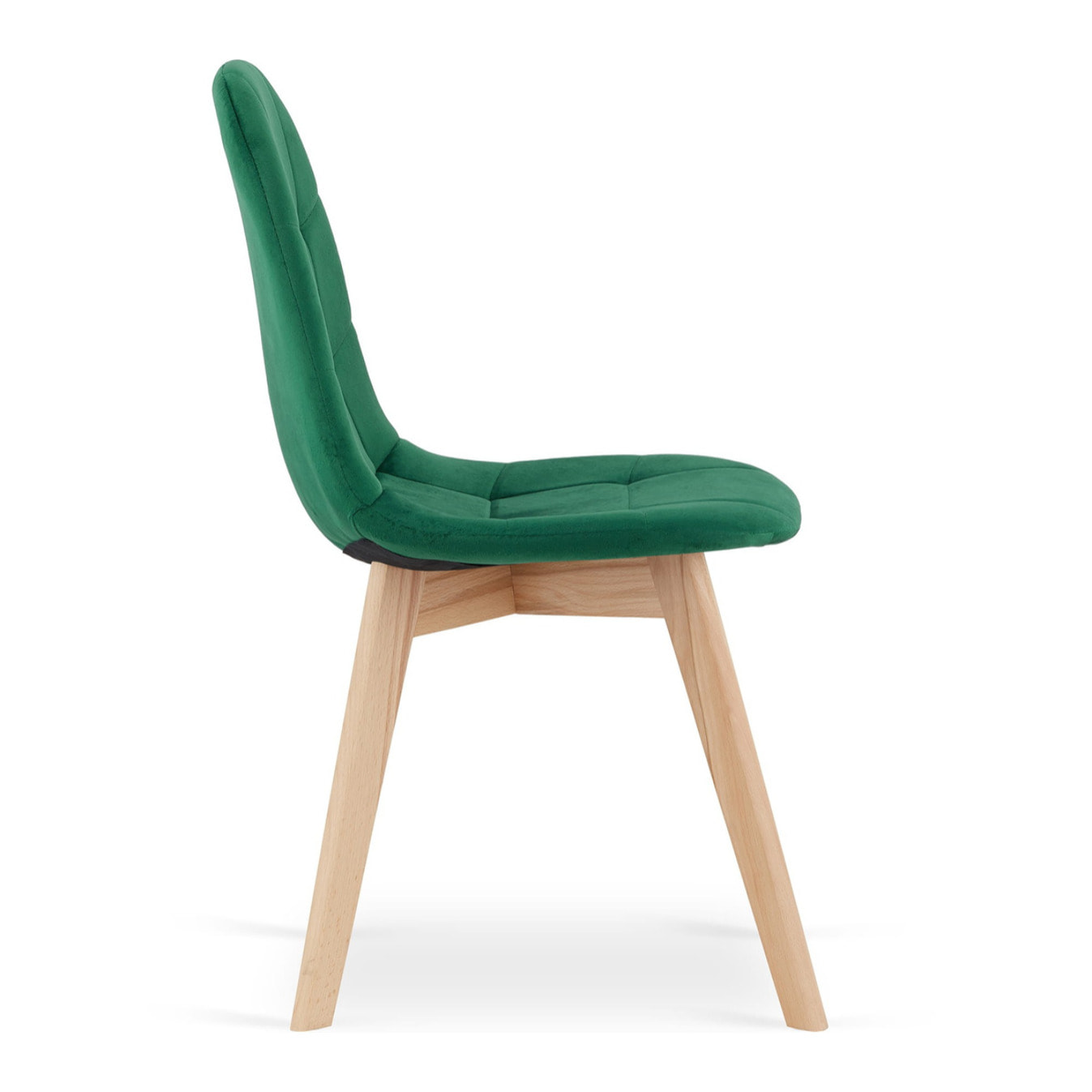 Sedia Bora in velluto verde scuro con gambe in faggio