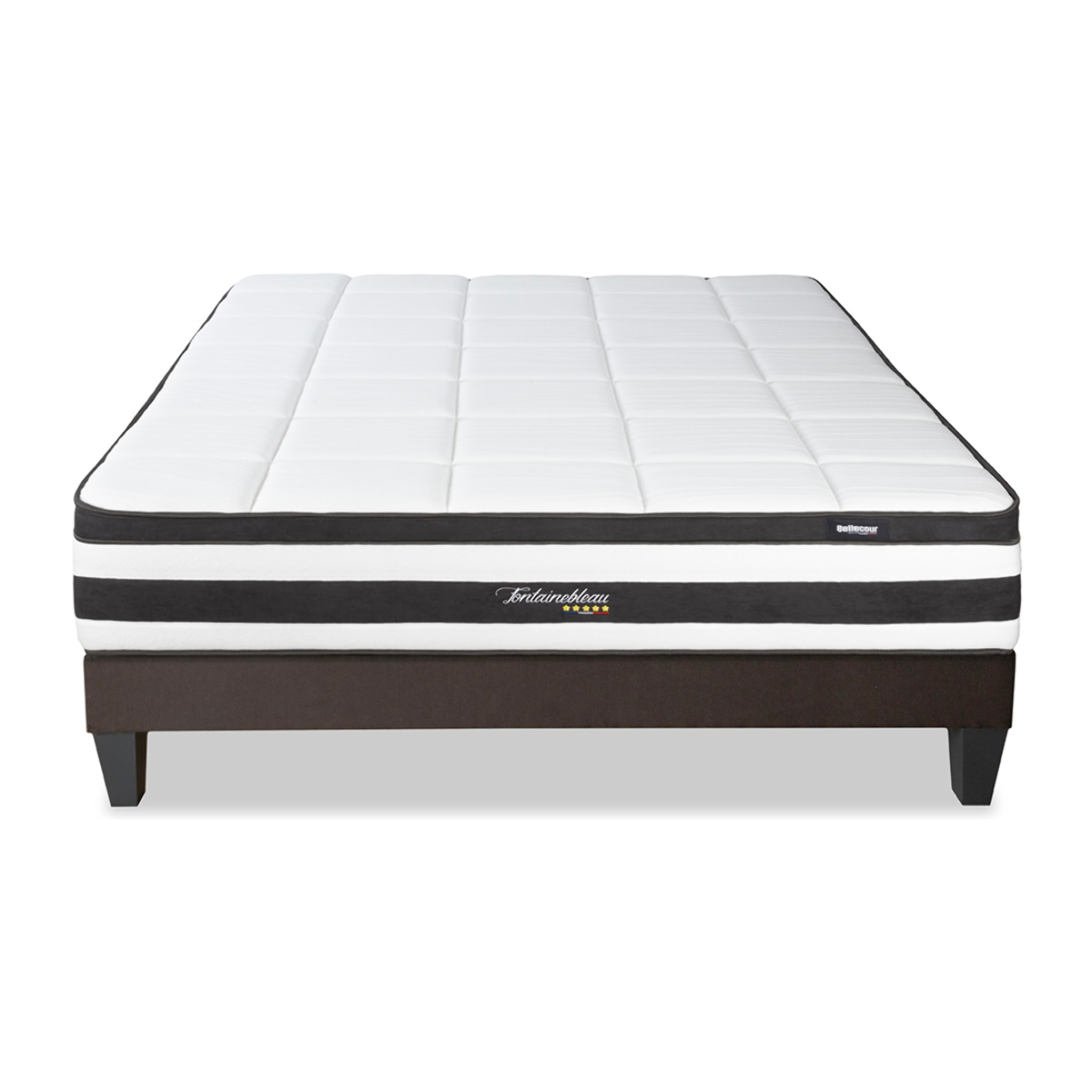 Ensemble Matelas Fontainebleau & Sommier KIT15, 25 cm, Ressorts Ensachés et Mousse polyuréthane, technologie Tri-Lattes, Soutien Ferme