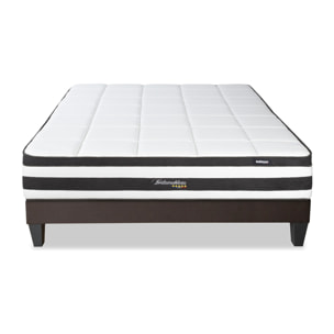 Ensemble Matelas Fontainebleau & Sommier KIT15, 25 cm, Ressorts Ensachés et Mousse polyuréthane, technologie Tri-Lattes, Soutien Ferme