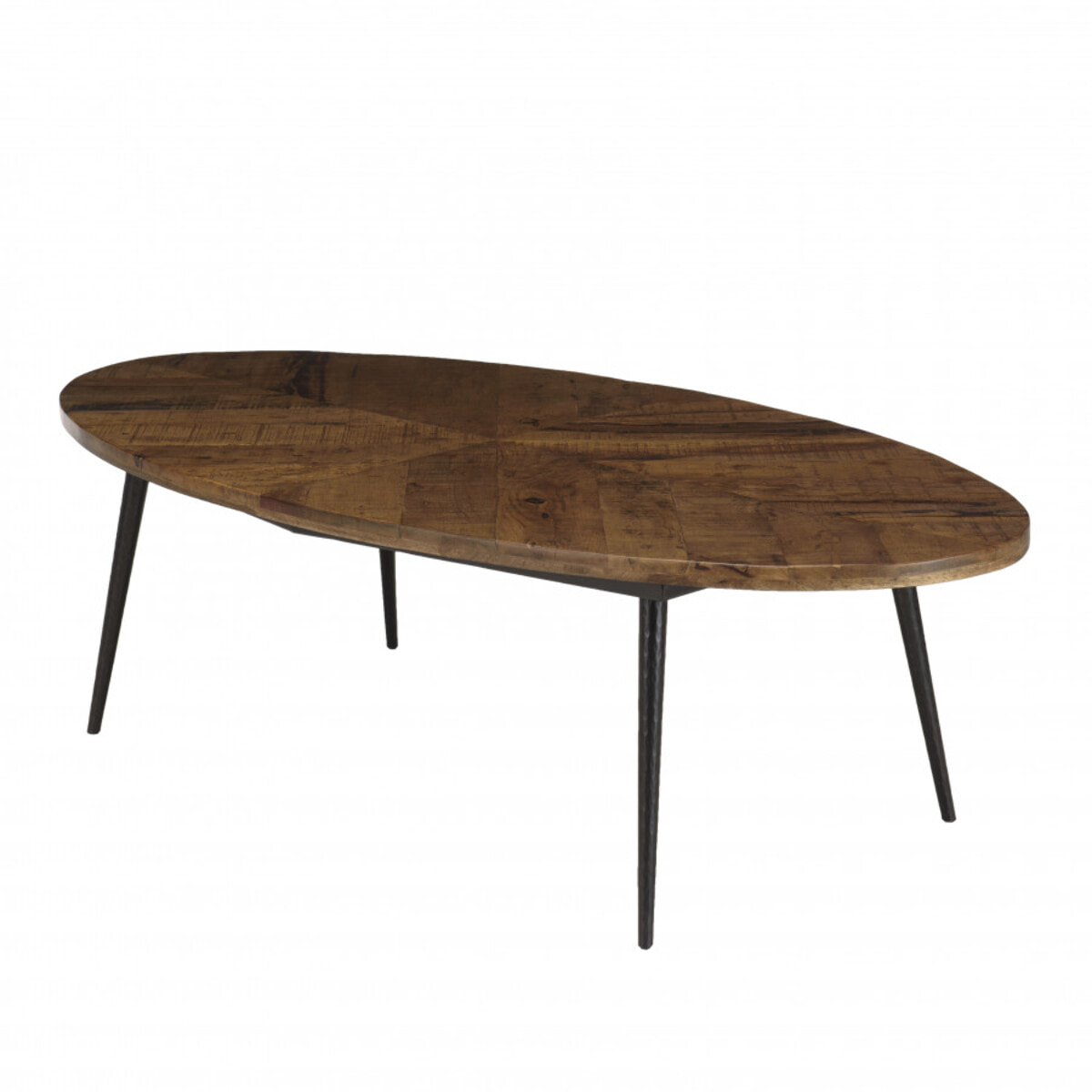 KIARA - Table basse ovale 135x70cm plateau chevrons