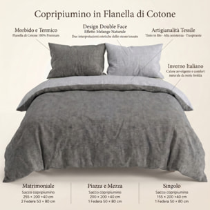 Parure copripiumino in flanella di cotone caldo e morbido, set sacco copripiumino con federa double face, tessuto tinto filo traspirante e resistente, ideale per inverno, comfort avvolgente, facile da lavare e durevole