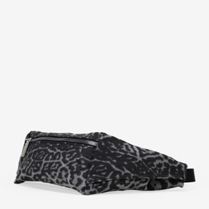 Riñonera plana de leopardo negro con cremallera