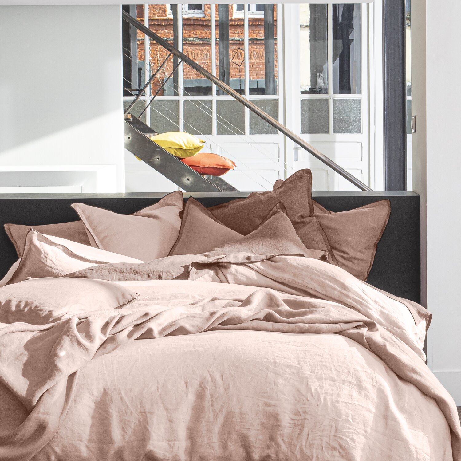 Housse De Couette 100% lin lavé Rose Nude