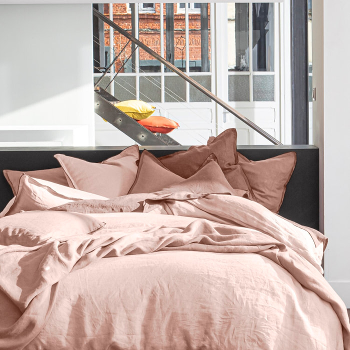 Housse De Couette 100% lin lavé Rose Nude
