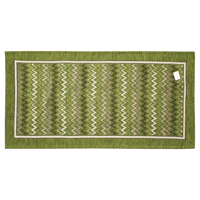 TAPPETO DA CUCINA DIS.ZIG ZAG COL.VERDE GIUNGLA 57X140 CM ANTISCIVOLO