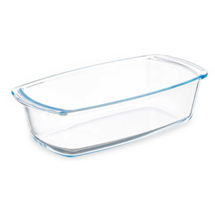 DAM VASSOIO RETTANGOLARE IN BOROSILICATO CON MANICI 1600ML 27x14x7,2 Cm. Colore trasparente