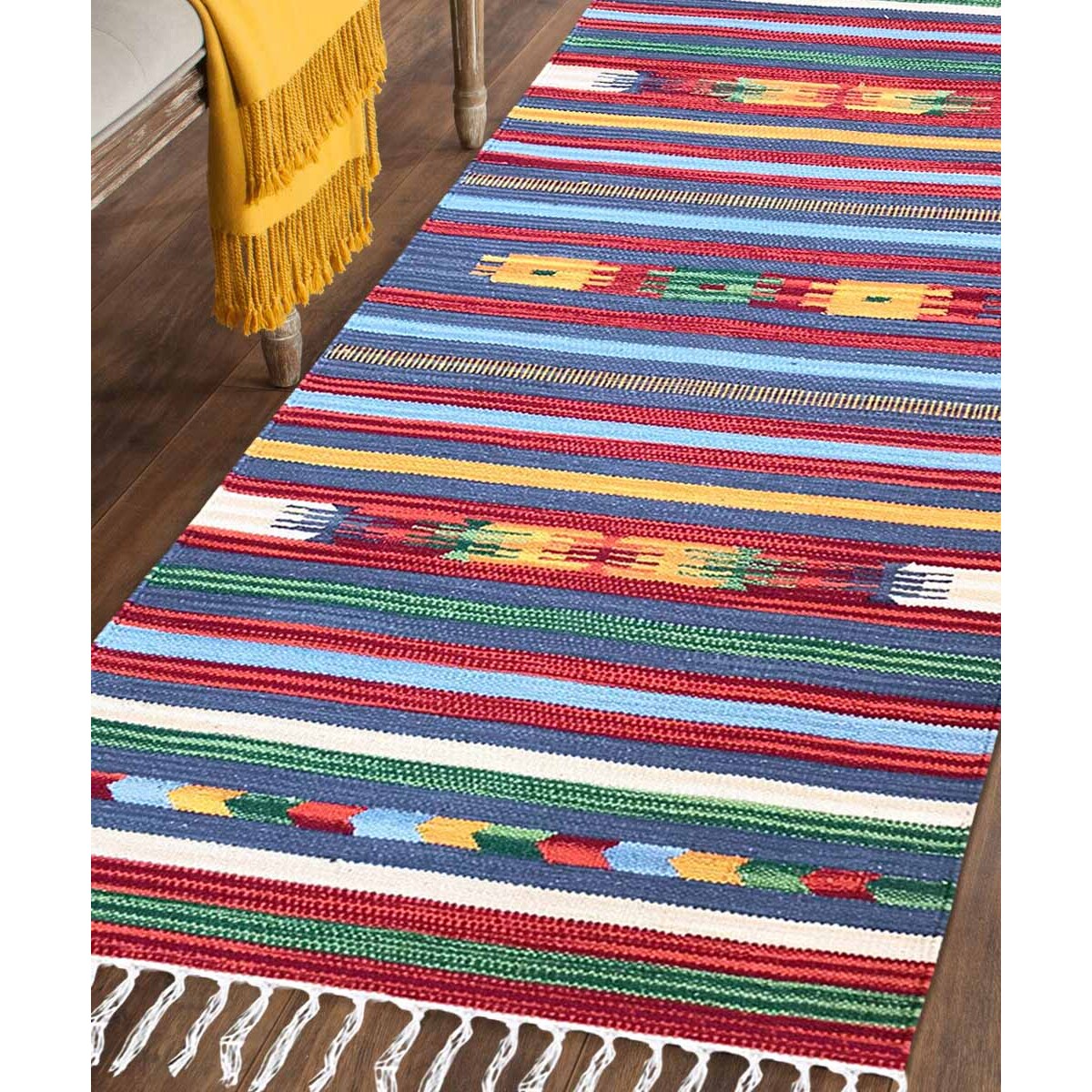 Tappeto kilim multiuso 100% cotone lavabile Tappeto salotto, soggiorno, camera da letto