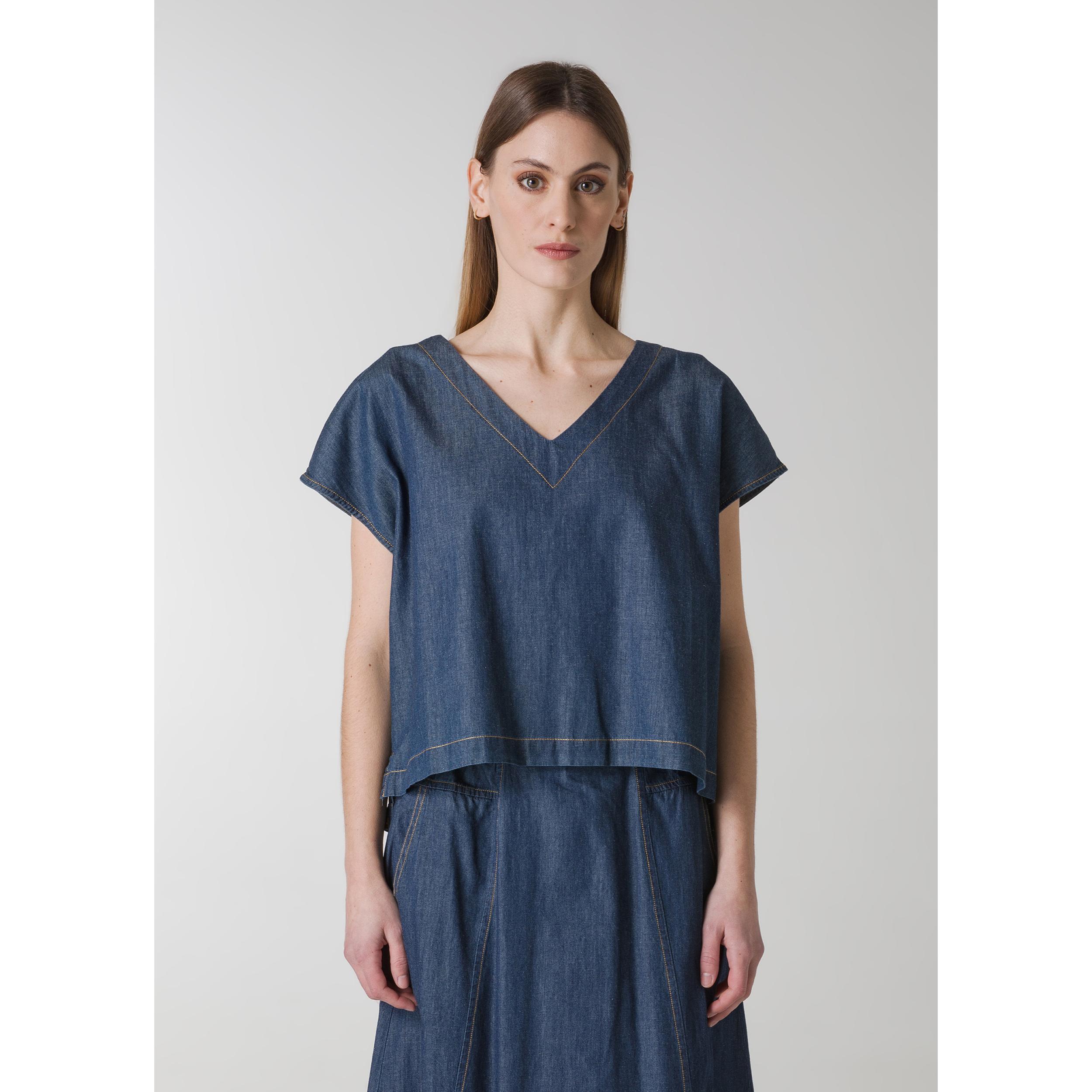 DEHA - T-shirt LINEN DENIM T-SHIRT in cotone per donna