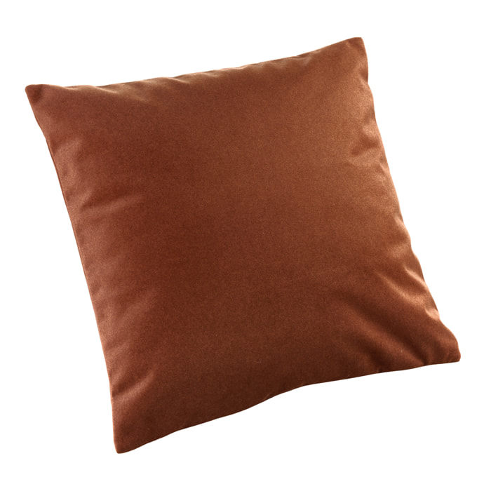 Coussin velours  - Effet peau de pêche - Marron Brun