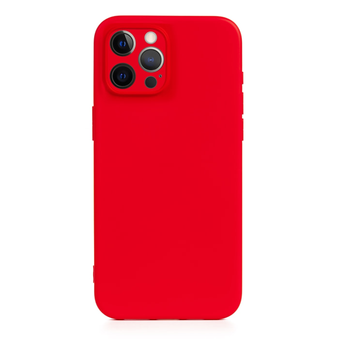 DAM Custodia  Essential in silicone con protezione per fotocamera per iPhone 12 Pro Max. Interno in morbido velluto. 8,09x1,02x16,36 centimetri. colore rosso