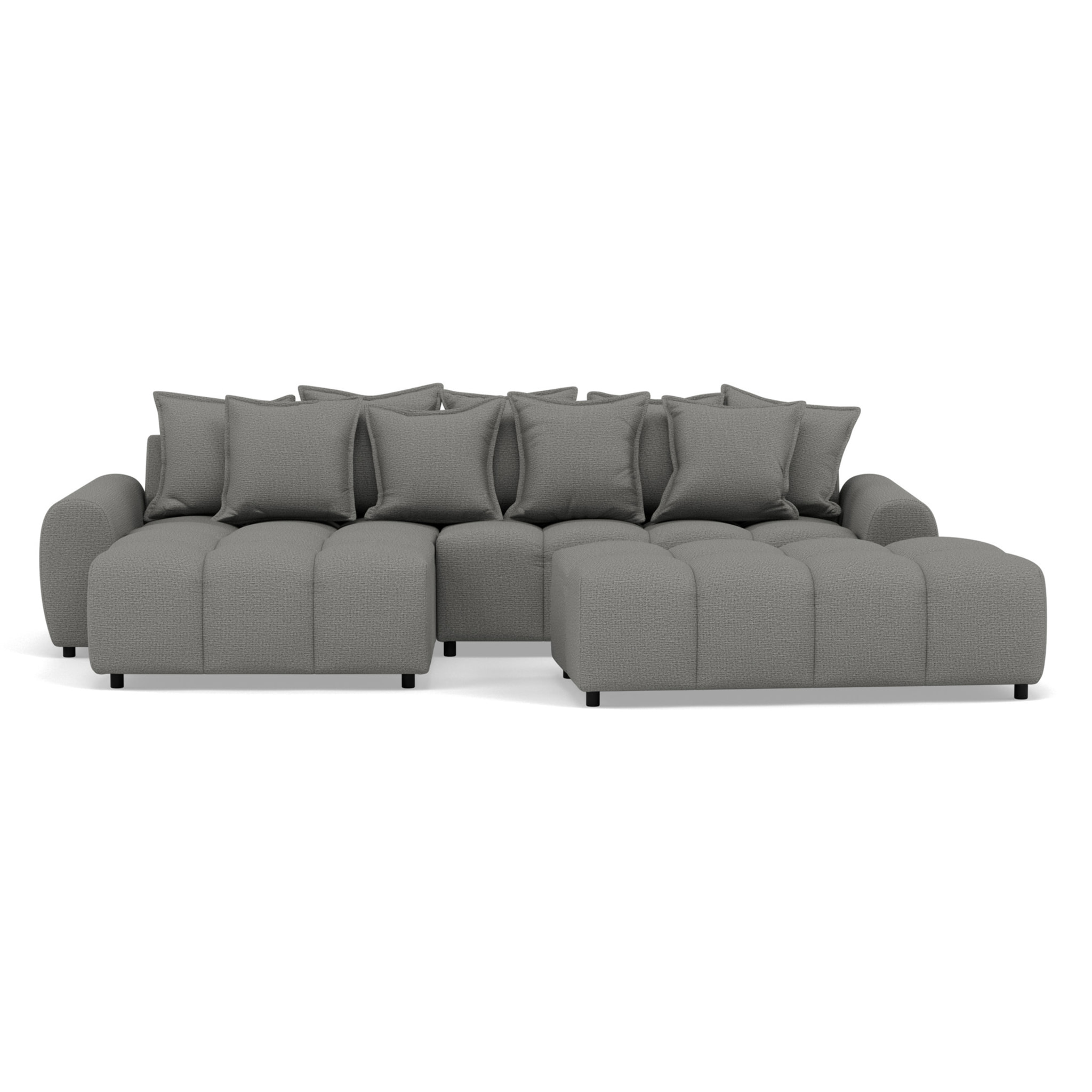 Adelaide - canapé d'angle réversible 4 places avec pouf d'appoint en tissu texturé - Gris