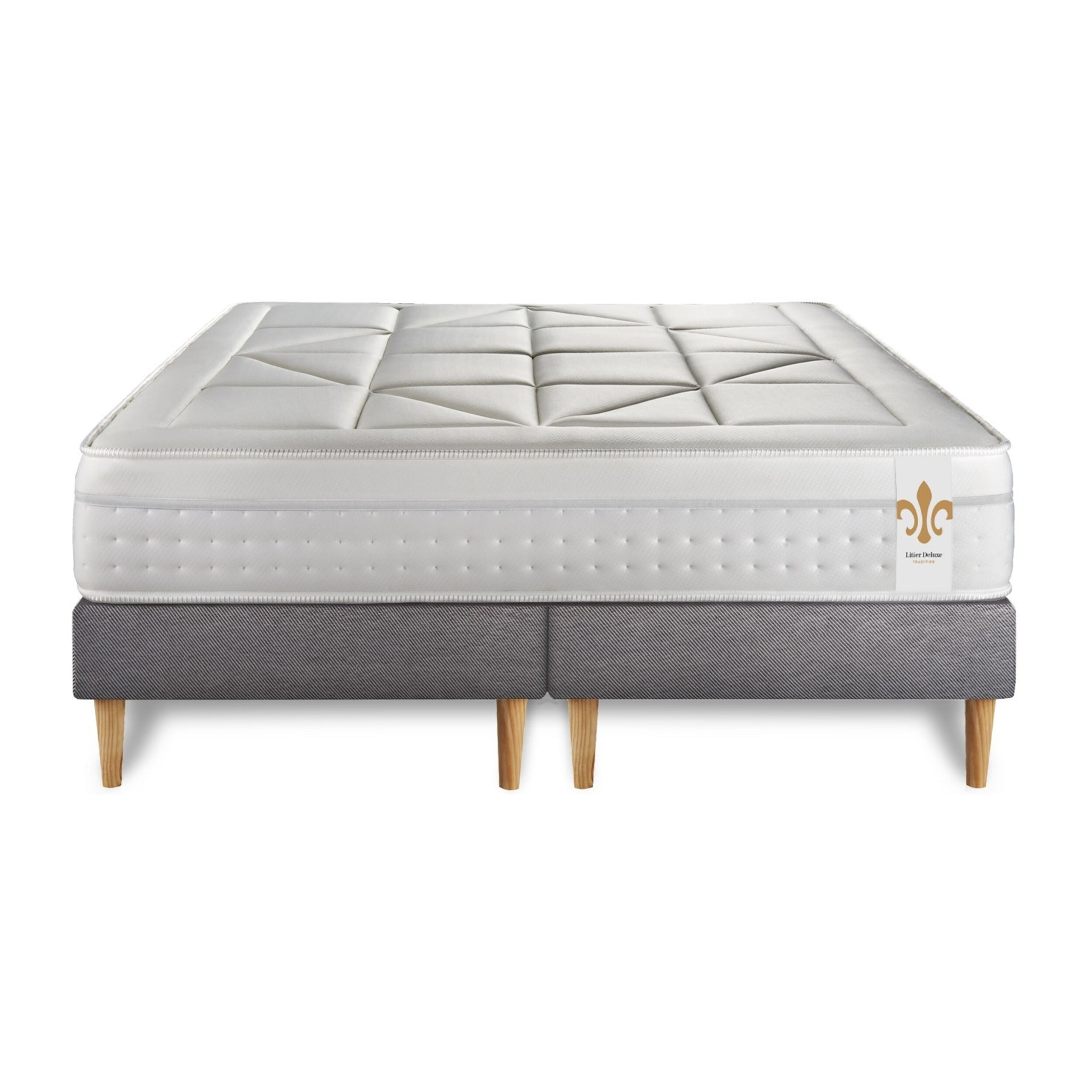 Ensemble Le Vingt-Huit double sommiers Gris