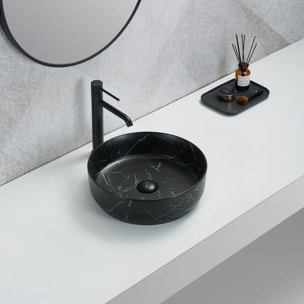 Vasque à poser ronde 39x39 cm noir marbré mat, SAT Infinitio Glam (SATINF3939MRBKM)