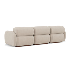 Penelope - canapé droit modulable 3 places en velours texturé - Beige