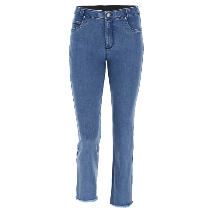 Jeans in denim FREDDY BLACK cropped svasati e fondo sfrangiato